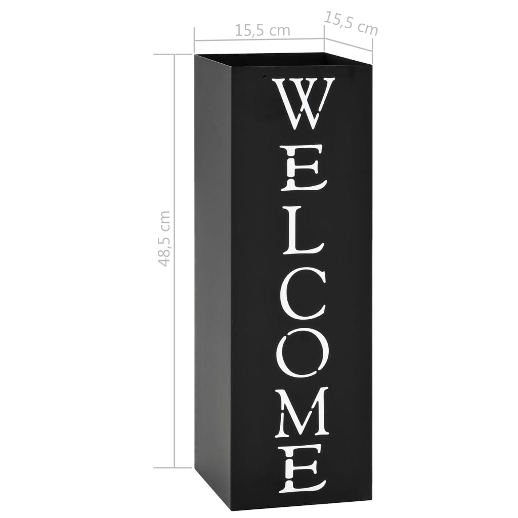 Paragúero diseno Welcome acero negro vidaXL