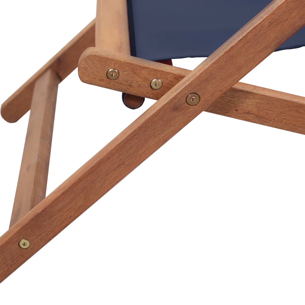 Silla de playa plegable de tela y estructura de madera azul vidaXL