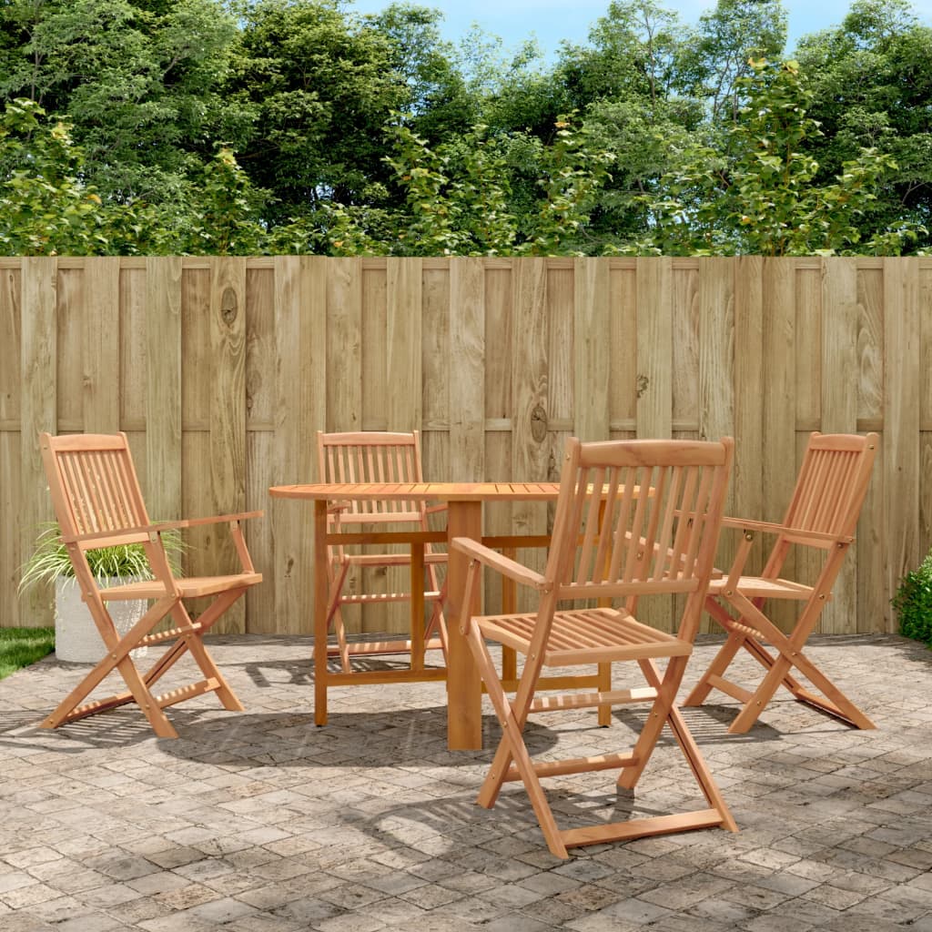 Vetonek Set comedor de jardín plegable 5 piezas madera maciza de acacia