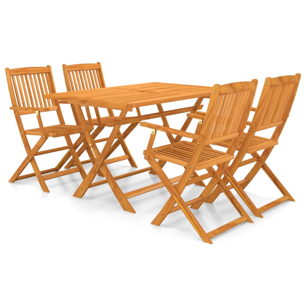 Vetonek Set comedor de jardín plegable 5 piezas madera maciza de acacia