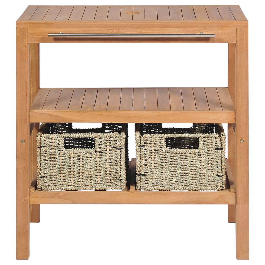 Sink cabinet with 2 woody wooden baskets 74x45x75 cm