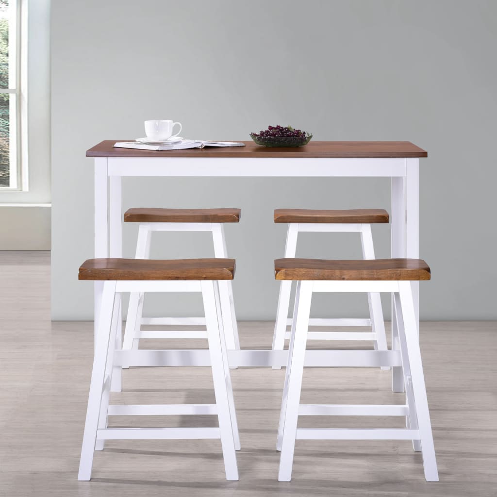 High board set and kitchen stool 5 pcs solid wood