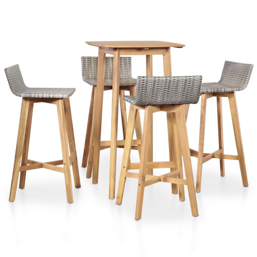 Vetonek Set de comedor de jardín 5 piezas madera maciza de acacia