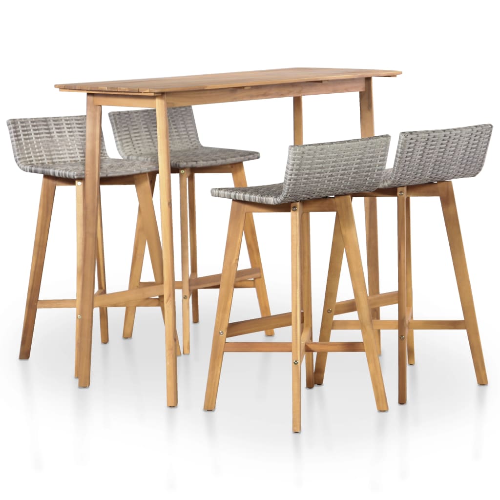 Vetonek Set de comedor de jardín 5 piezas madera maciza de acacia