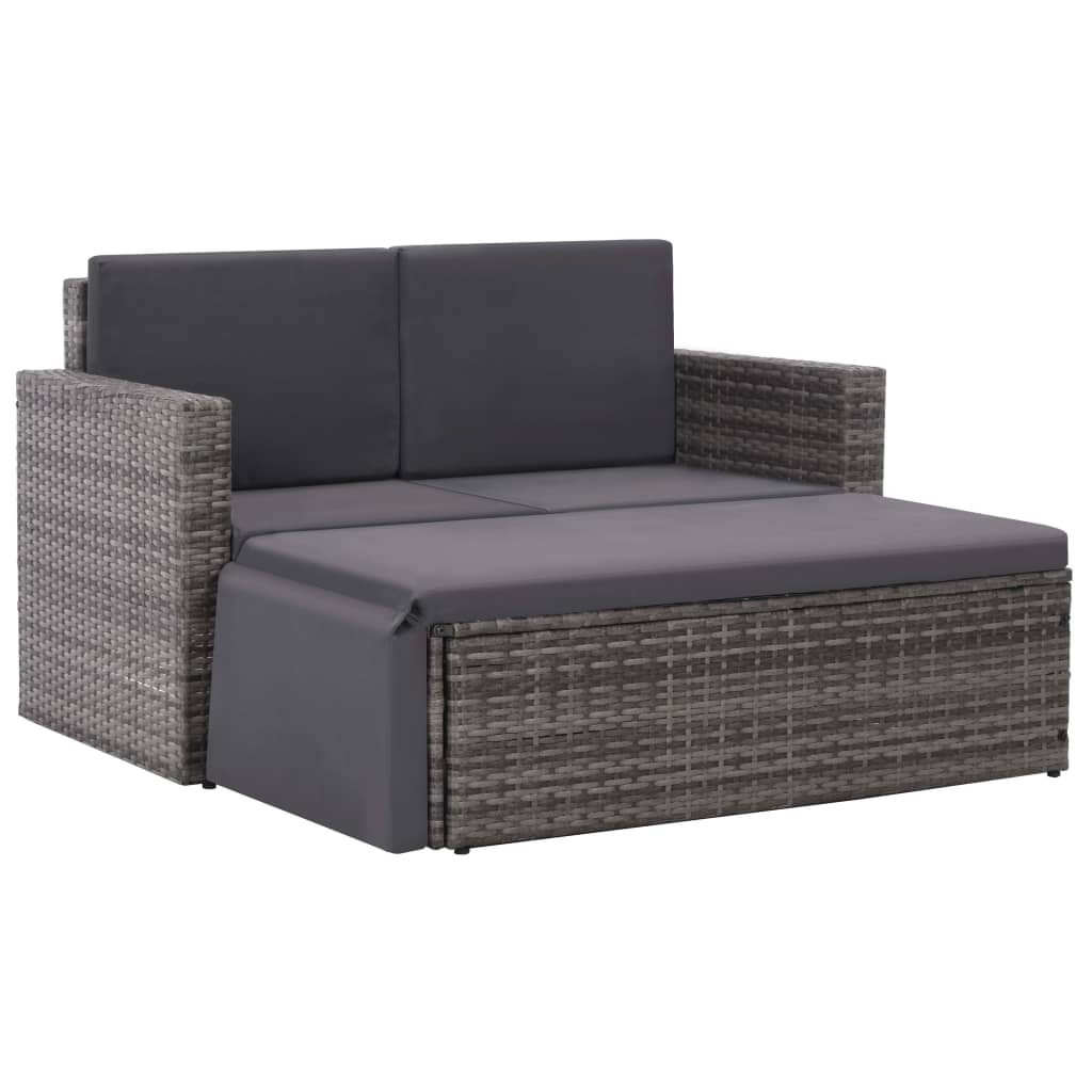 Vetonek Set de muebles de jardín 2 pzas y cojines ratán sintético gris