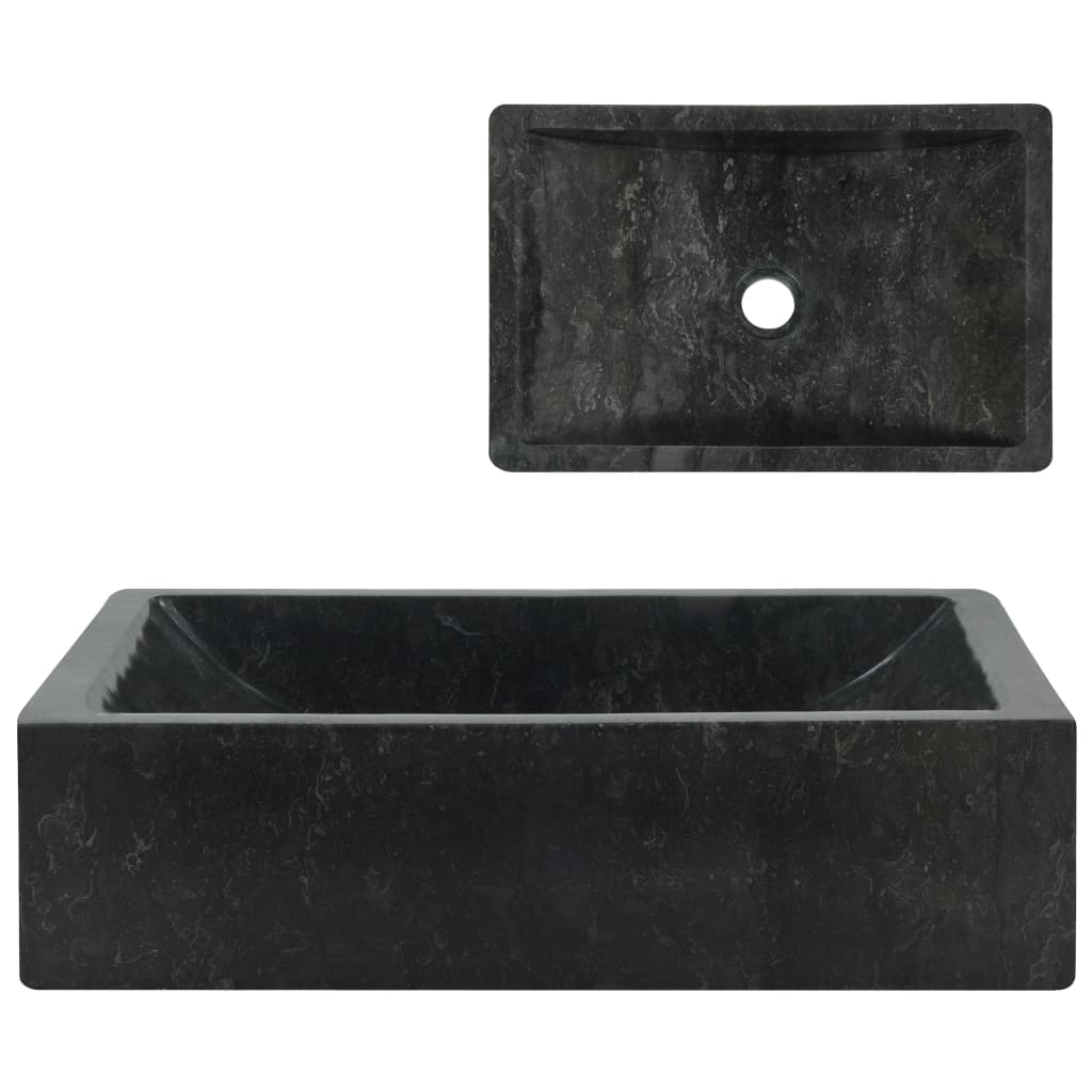 Vetonek Lavabo de mármol negro con brillo 45x30x12 cm