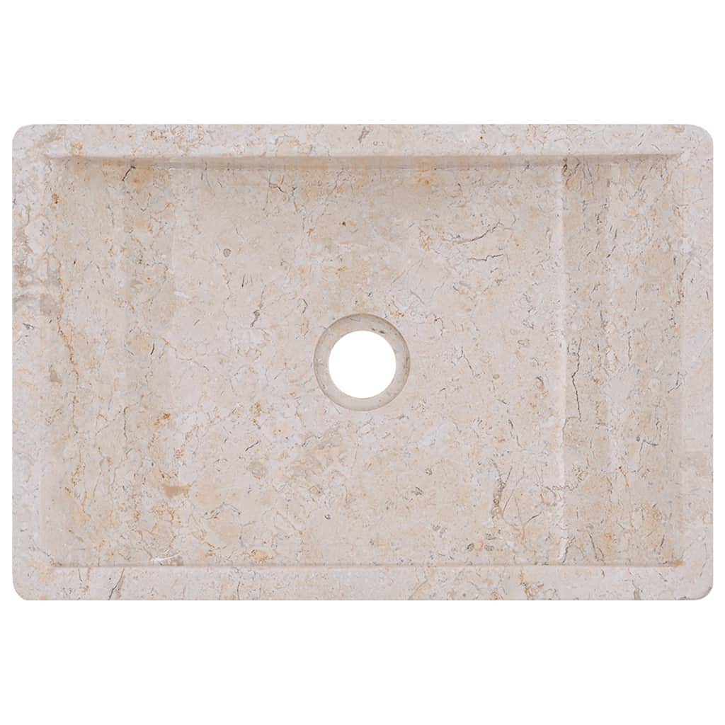 Lavabo de mármol crema con brillo 45x30x12 cm