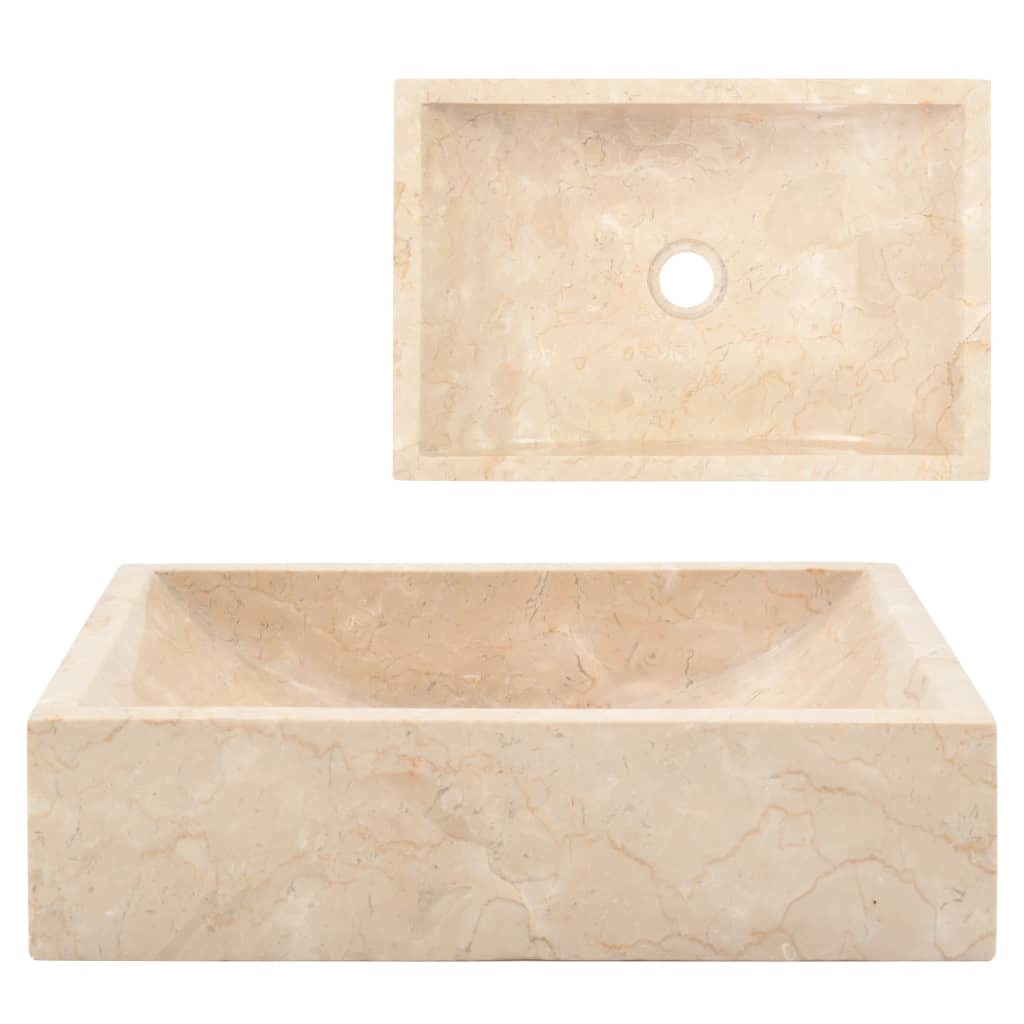 Vetonek Lavabo de mármol crema con brillo 45x30x12 cm