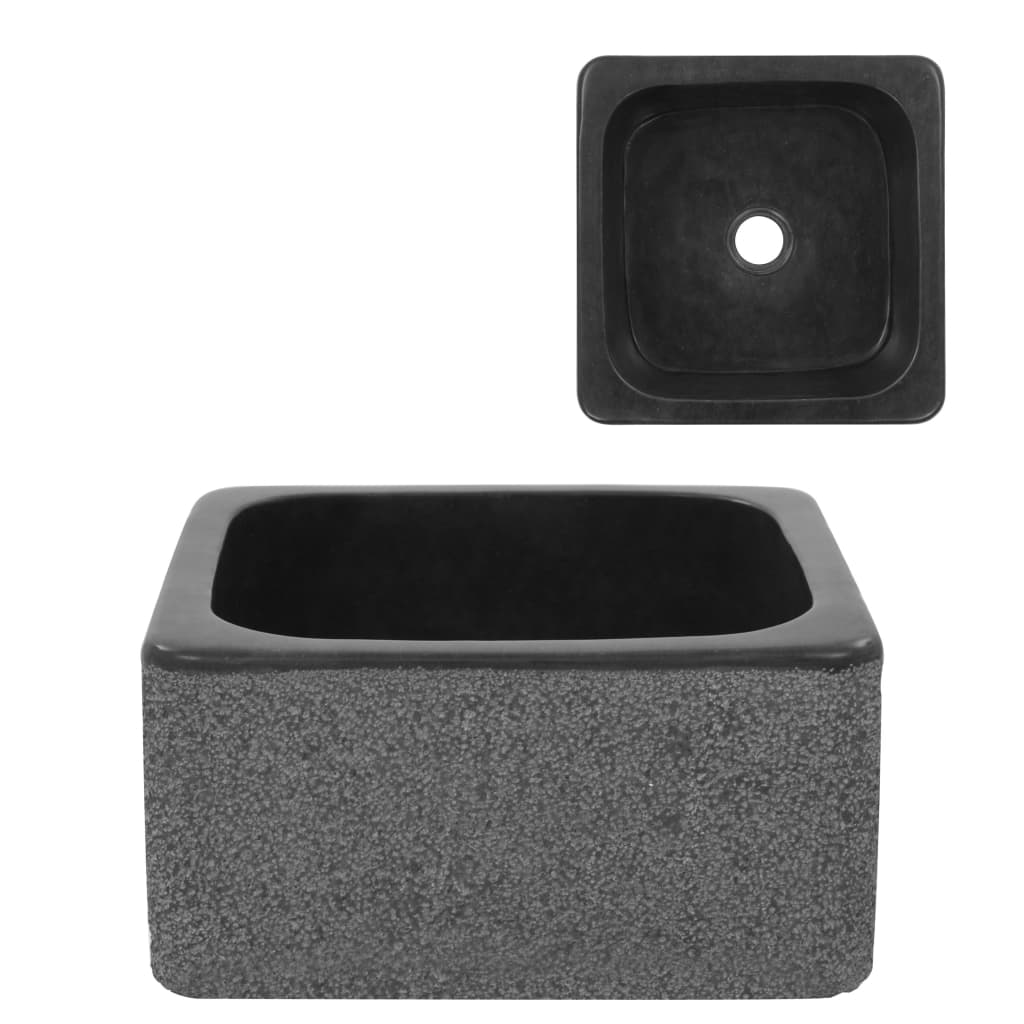 Vetonek Lavabo de piedra de río negro 30x30x15 cm