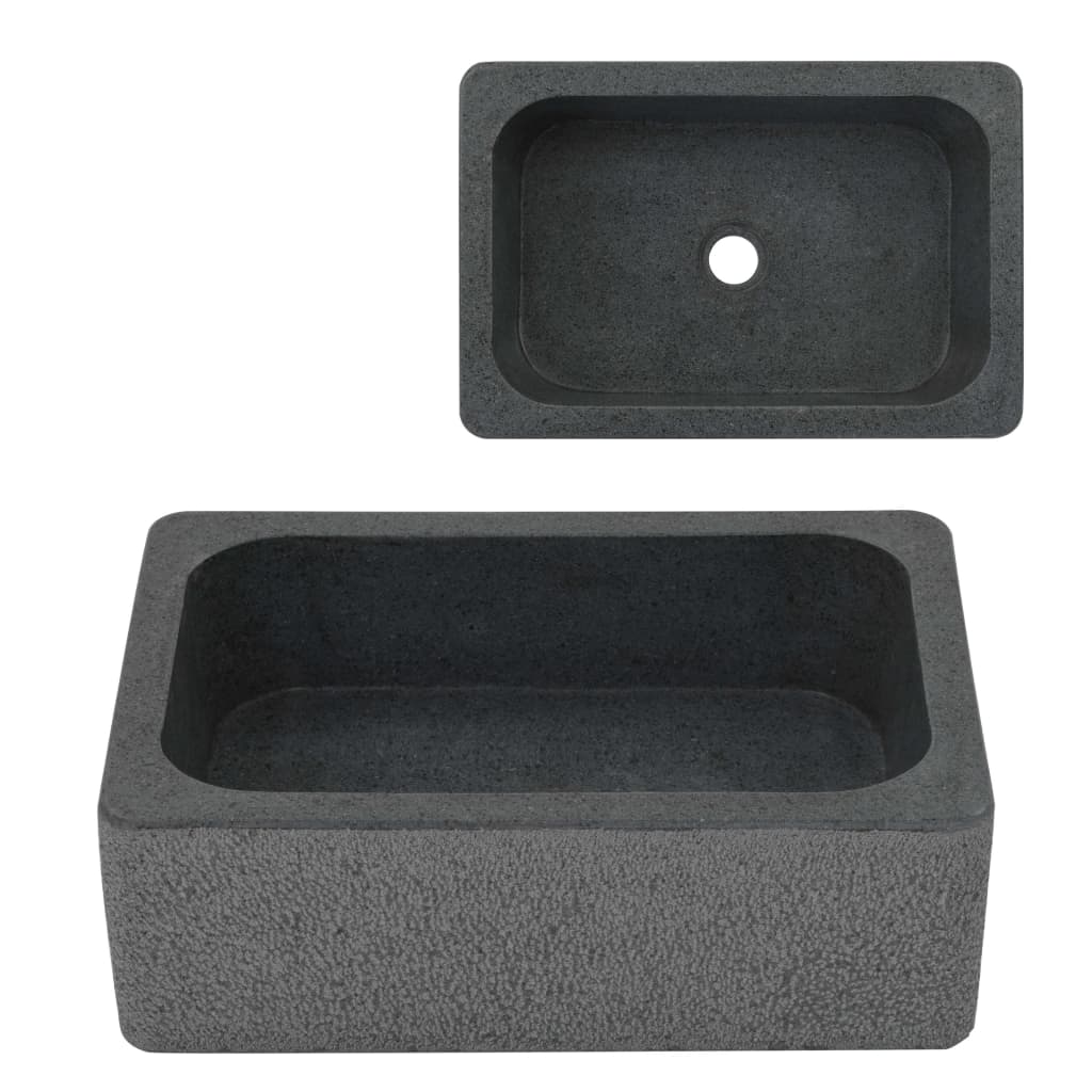 Vetonek Lavabo 45x30x15 cm de piedra de río negro