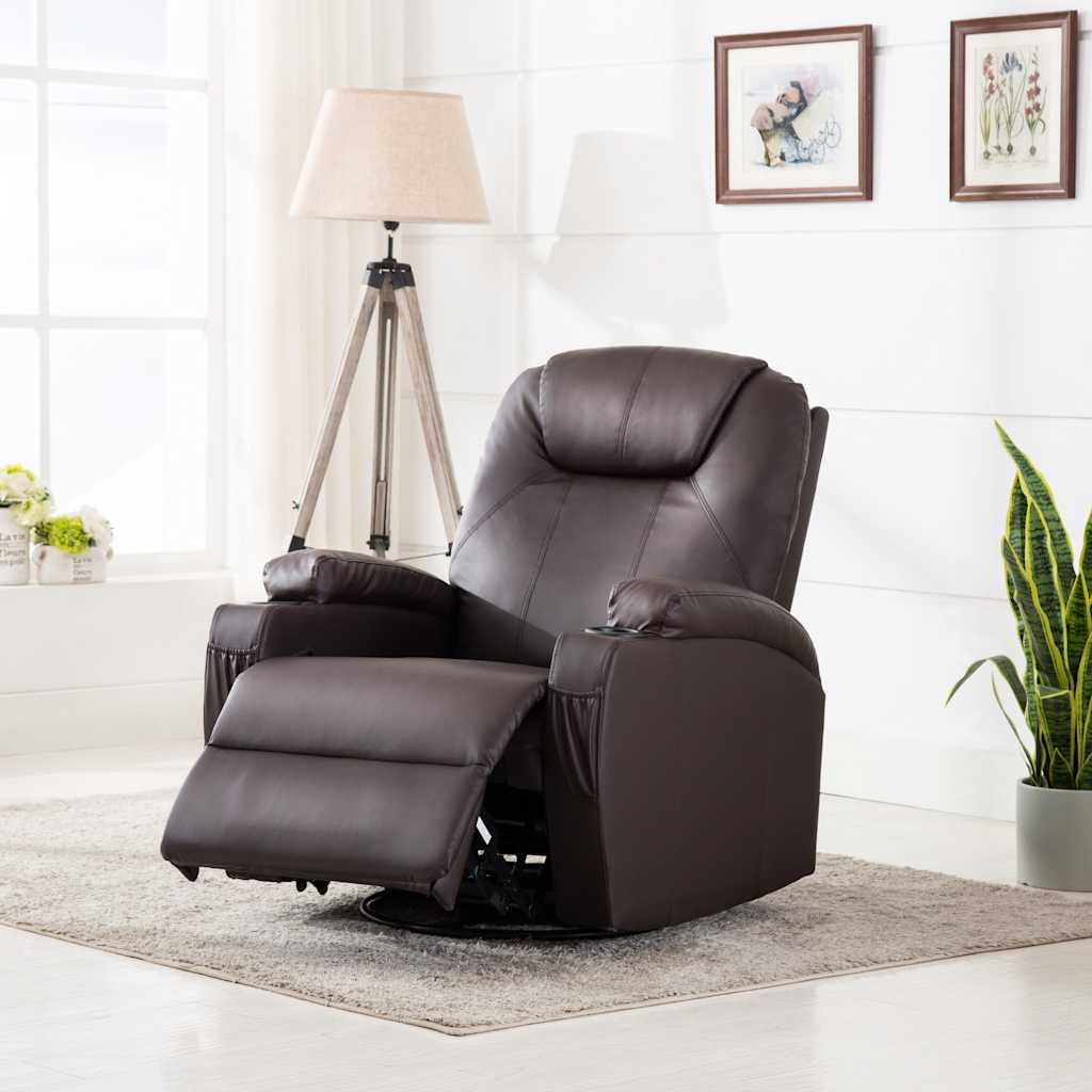 Brown Synthetic Leather Rocking Massage Chair v9079 Vetonek