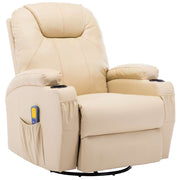 Vetonek Cream Synthetic Leather Rocking Massage Chair