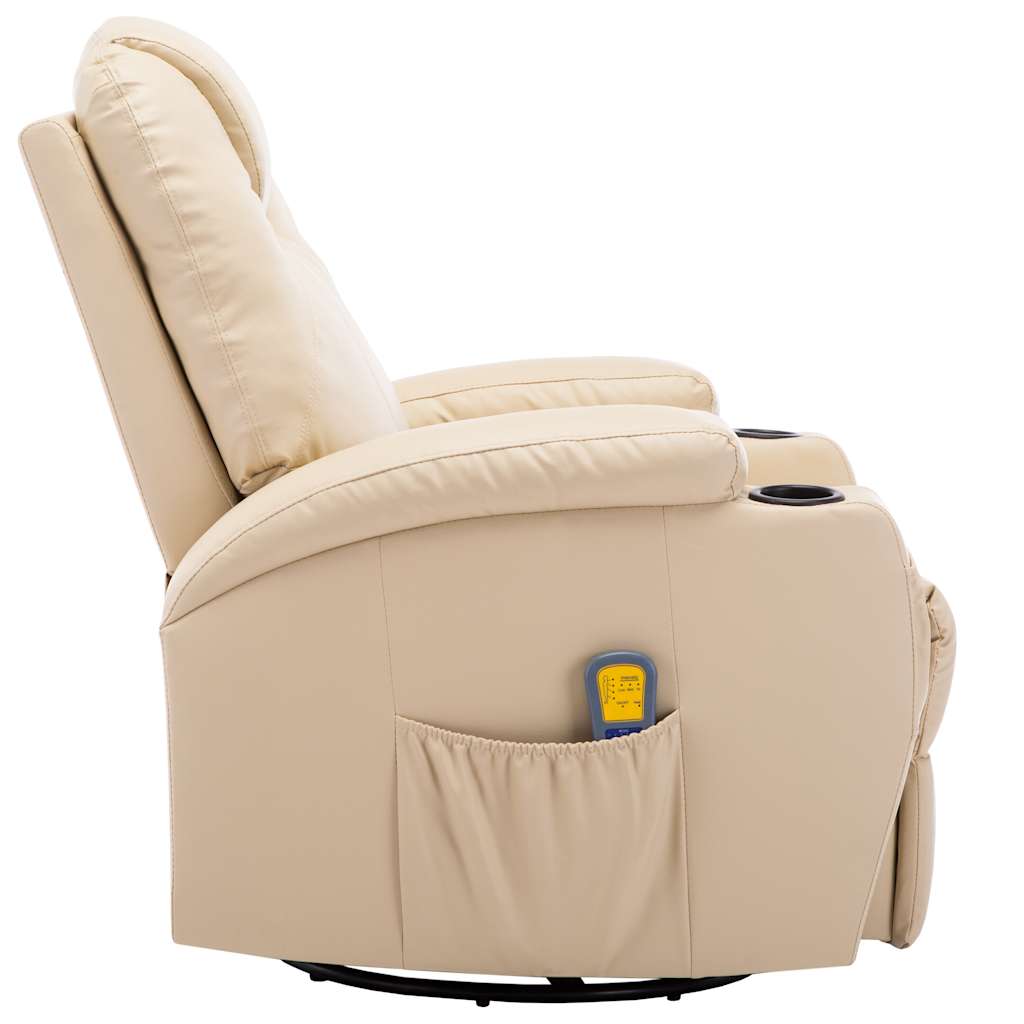 Cream Synthetic Leather Rocking Massage Chair v9086 - Vetonek