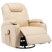 Cream Synthetic Leather Rocking Massage Chair v9086 - Vetonek