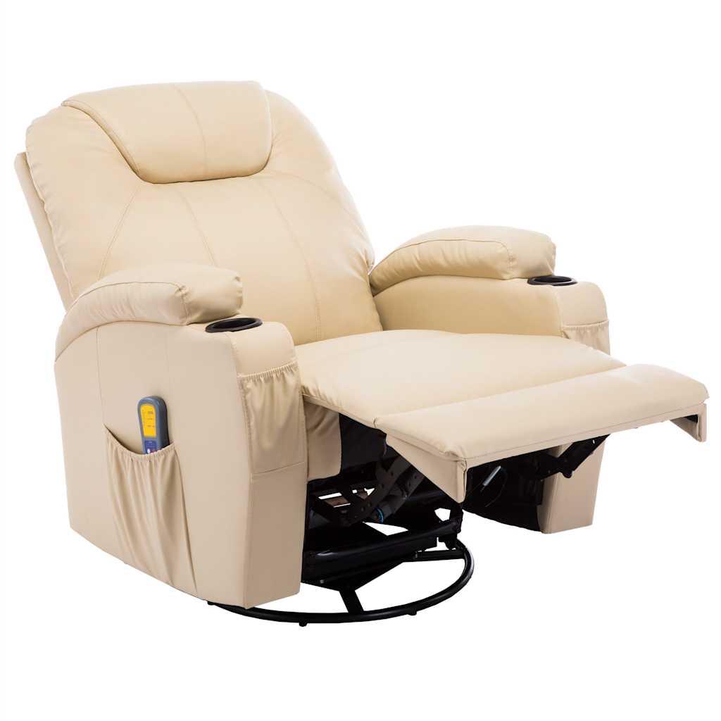 Cream Synthetic Leather Rocking Massage Chair v9086 - Vetonek