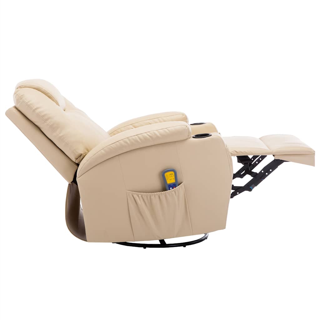 Cream Synthetic Leather Rocking Massage Chair v9086 - Vetonek