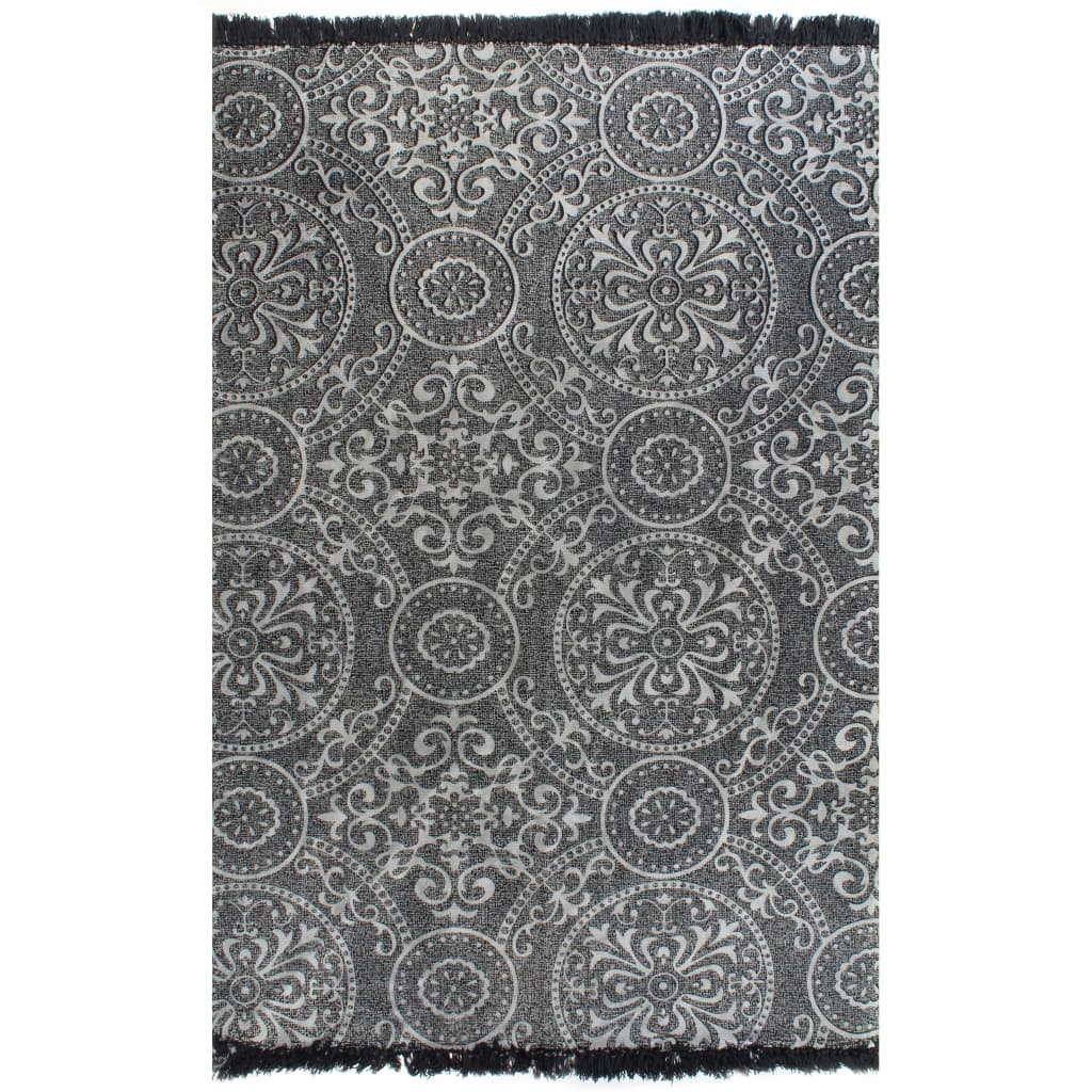 Alfombra de algodón Kilim 120x180 cm estampado gris