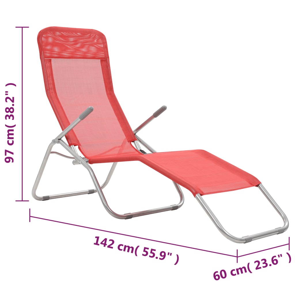 Tumbonas plegables 2 unidades textilene rojo vidaXL