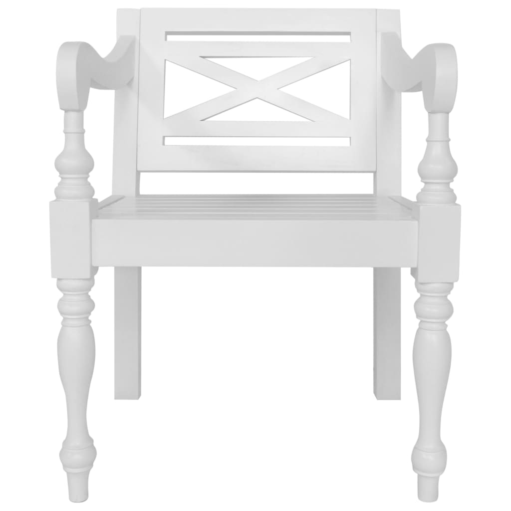 Chaises de batavia 2 unités bois massif en acajou blanc