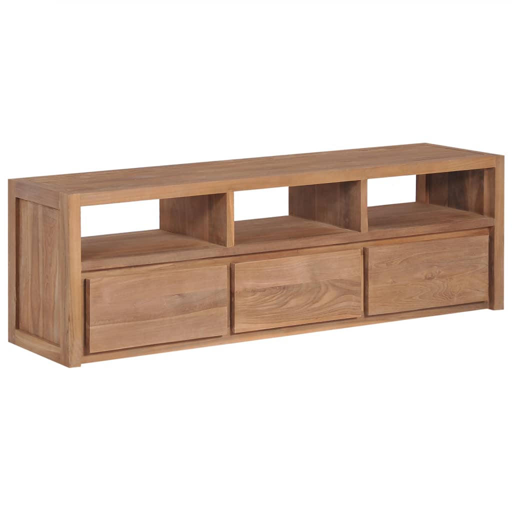 Vetonek Mueble para TV madera maciza teca acabado natural 120x30x40 cm