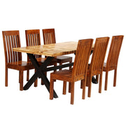 Ensemble de table à manger 7 pcs en acacia massif et bois de manguier v4356 Vetonek