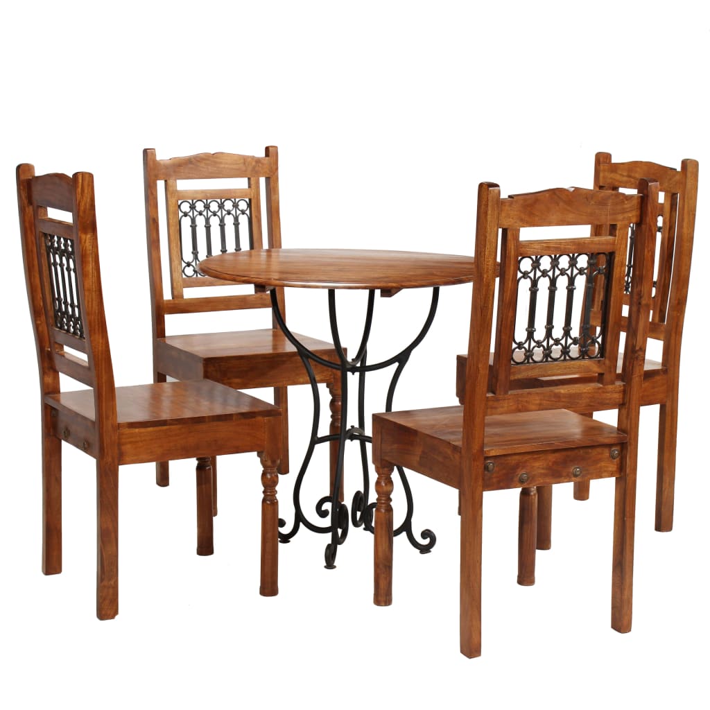 Vetonek Juego de mesas de comedor 5 piezas madera maciza de acacia