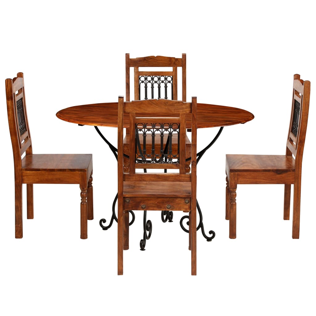 Vetonek Juego de mesas de comedor 5 piezas madera maciza de acacia