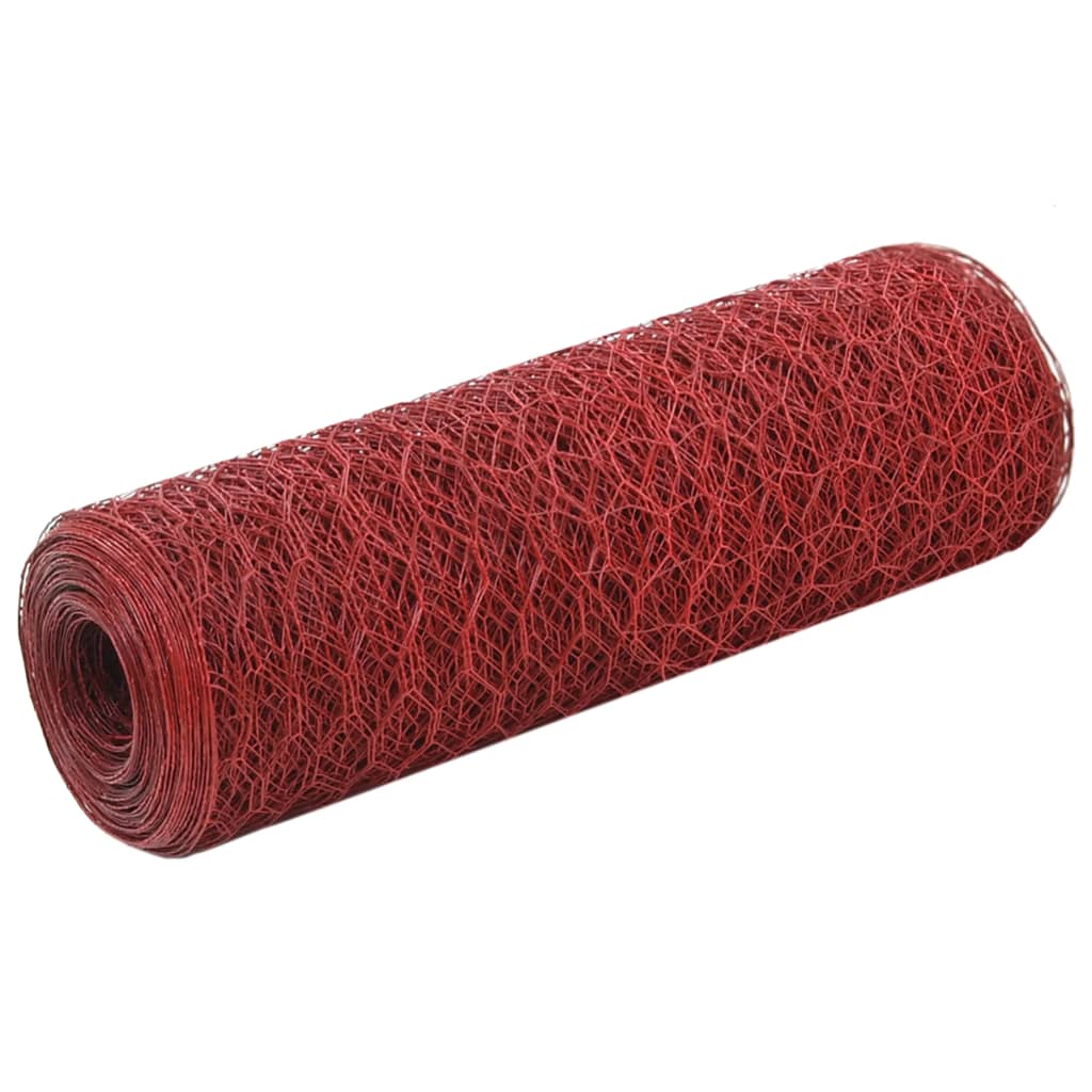 Vetonek Alambrada de gallinero acero revestimiento PVC rojo 25x0,5 m