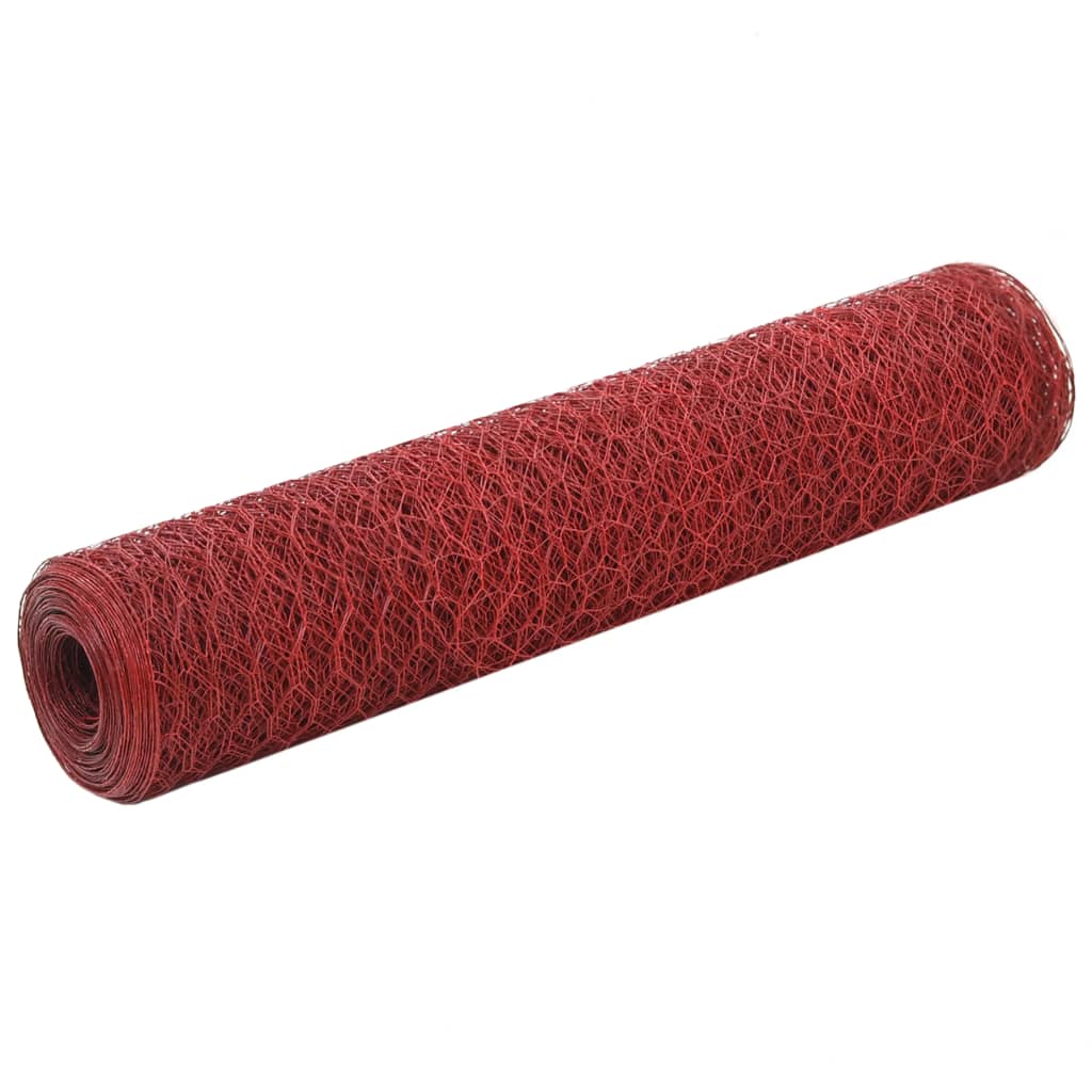 Vetonek Alambrada de gallinero acero revestimiento PVC rojo 25x0,75 m