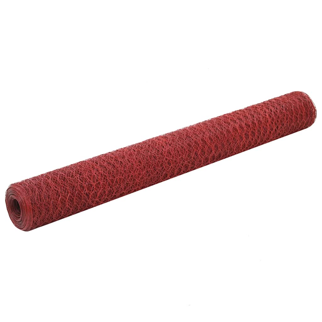 Vetonek Alambrada de gallinero acero revestimiento PVC rojo 25x1,2 m