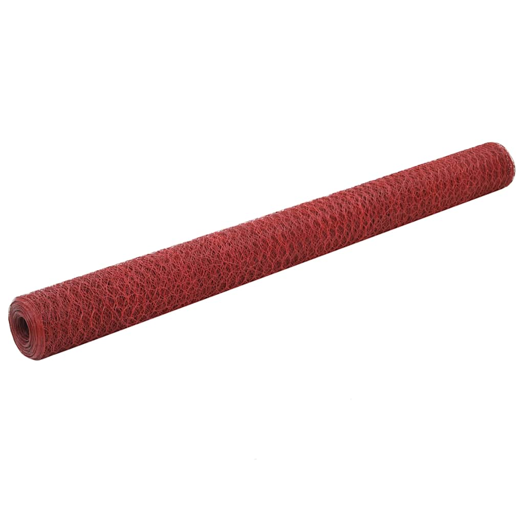 Vetonek Alambrada de gallinero acero revestimiento PVC rojo 25x1,5 m