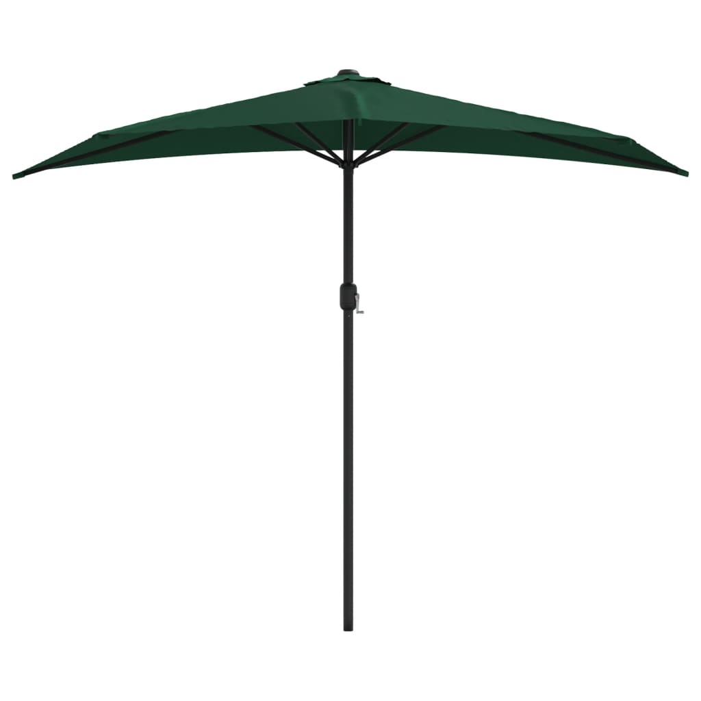 Semicircular balcony umbrella Green aluminum stick 270x144cm