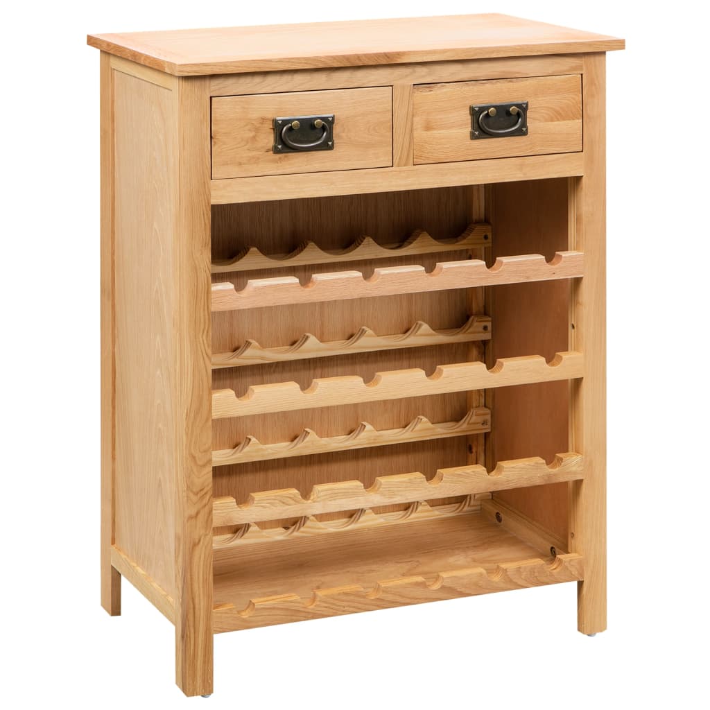 Vetonek Mueble botellero de madera maciza de roble 72x32x90 cm