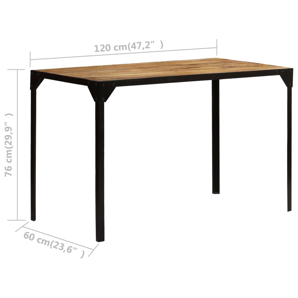 Mesa de comedor madera maciza de mango rugosa y acero 120 cm vidaXL