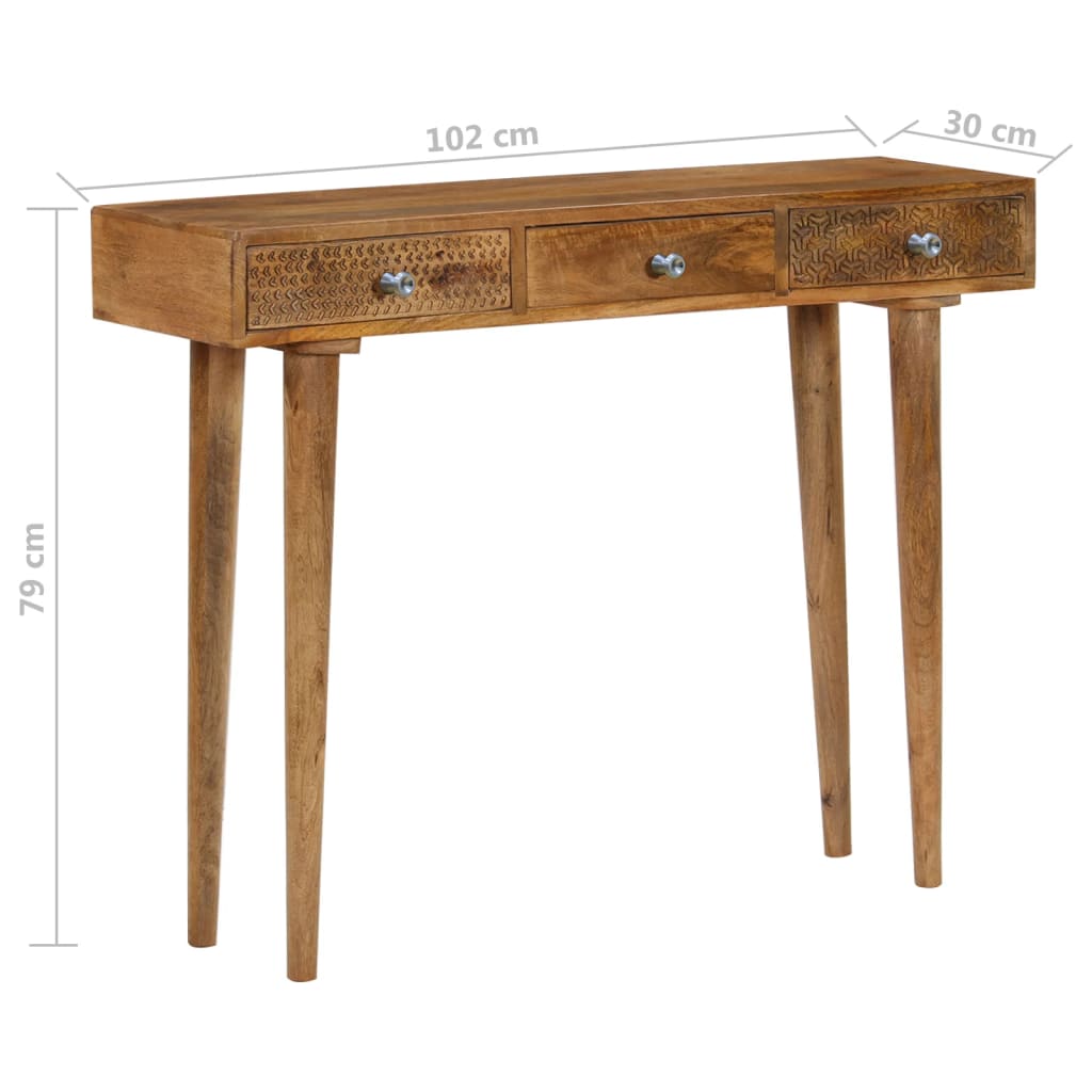 Mesa consola de madera maciza de mango 102x30x79 cm vidaXL