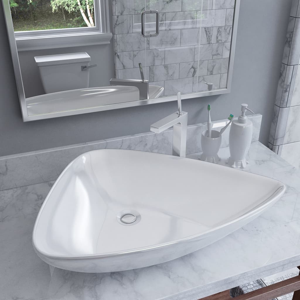 Vetonek Lavabo de cerámica triangular blanco 645x455x115 mm