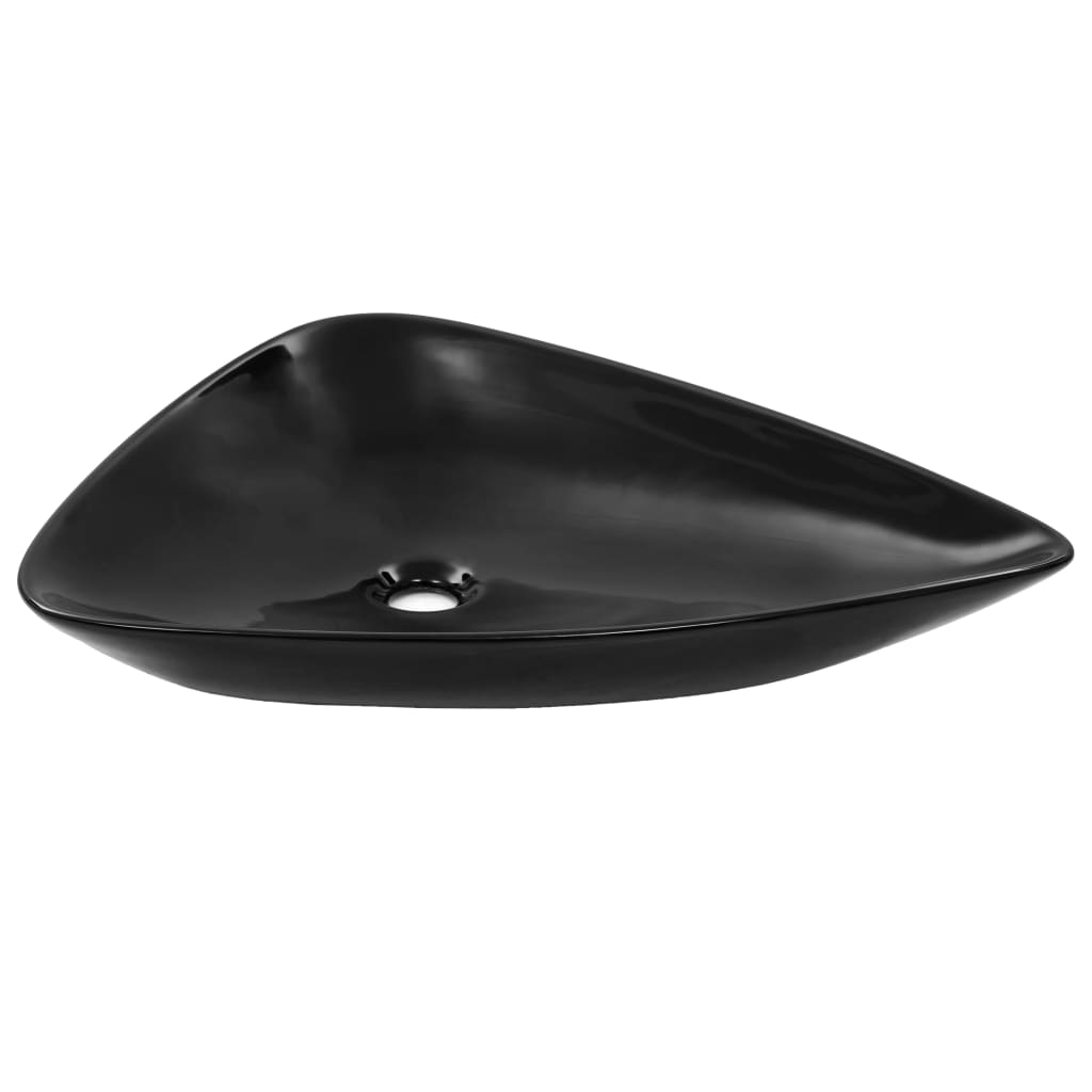 Lavabo de cerámica triangular negro 645x455x115 mm