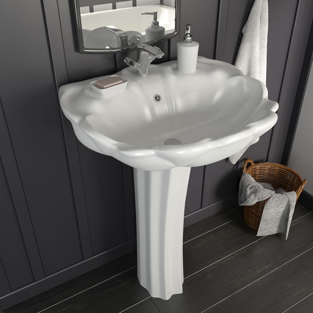 Vetonek Lavabo de pie de cerámica blanco 580x510x200 mm