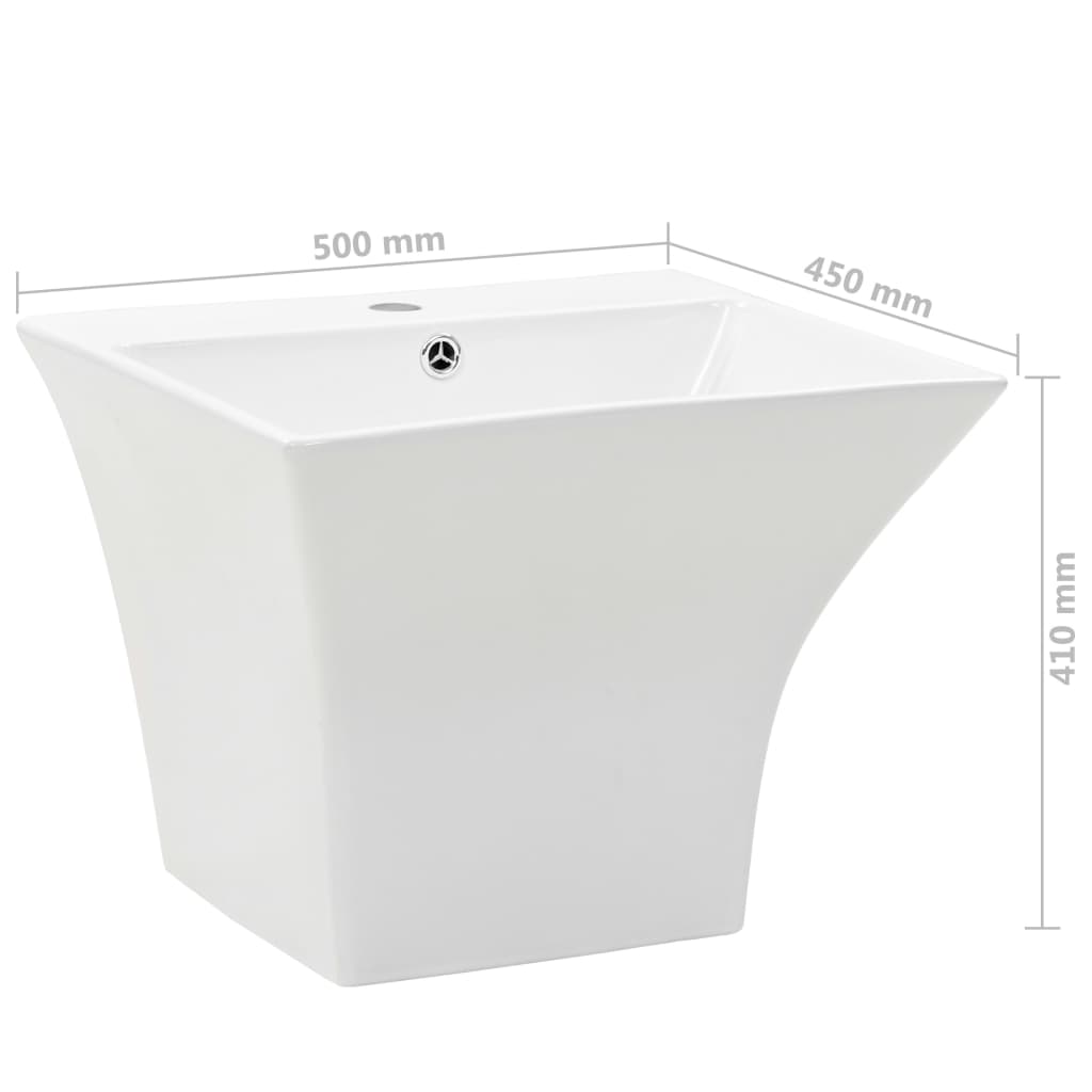 Lavabo de pared de cerámica blanco 500x450x410 mm vidaXL