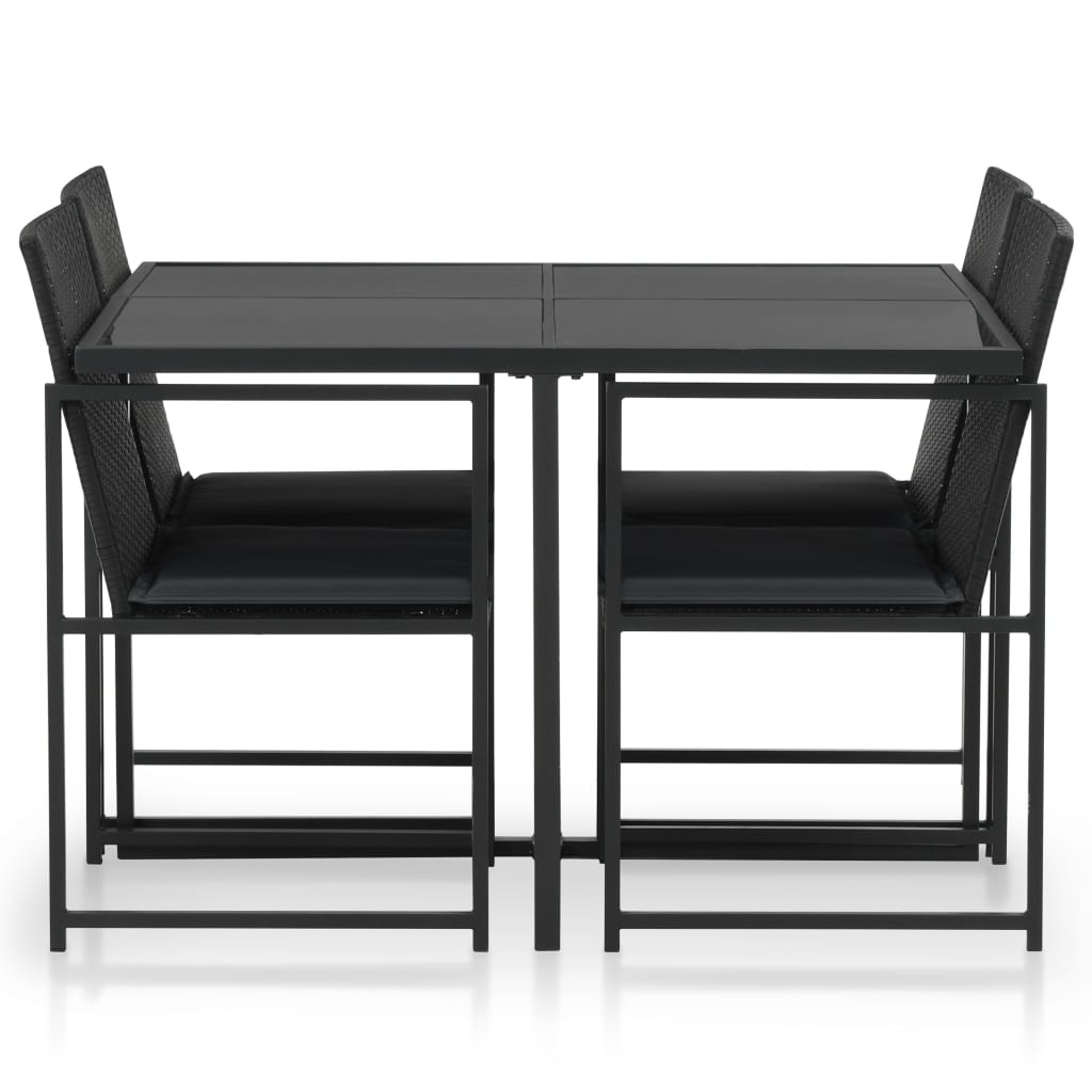 Set comedor de jardín 5 piezas y cojines ratán sintético negro vidaXL