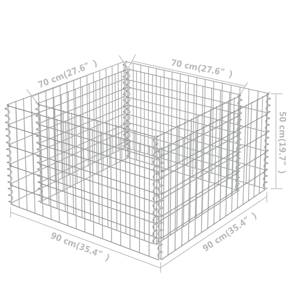 Arriate de gaviones de acero 90x90x50 cm v8227 Vetonek
