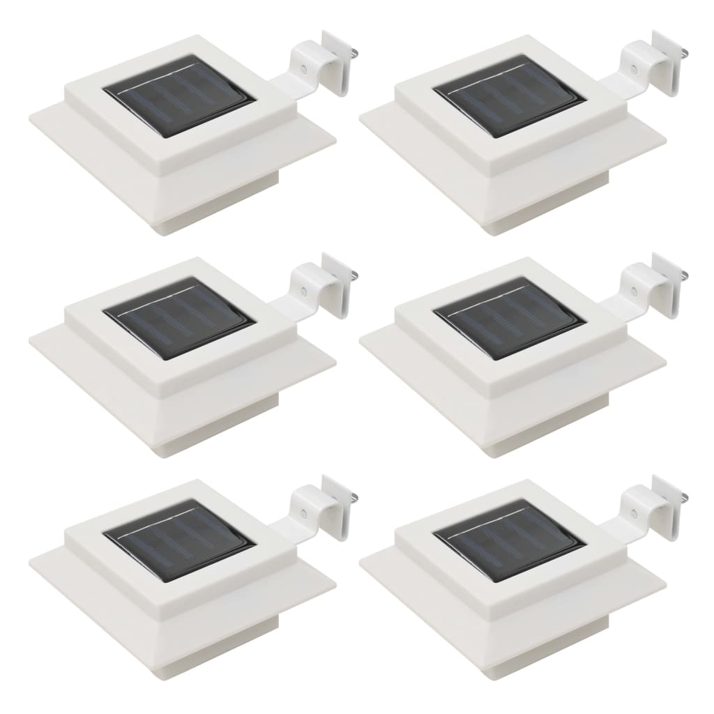 Vetonek Lámparas solares de exterior LED cuadradas 6 uds 12 cm blanco