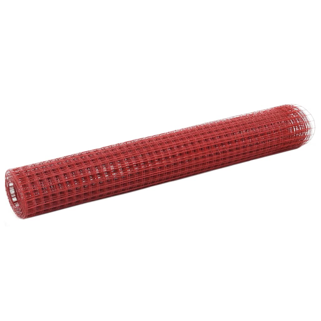 Vetonek Alambrada de gallinero acero revestimiento PVC rojo 10x1 m