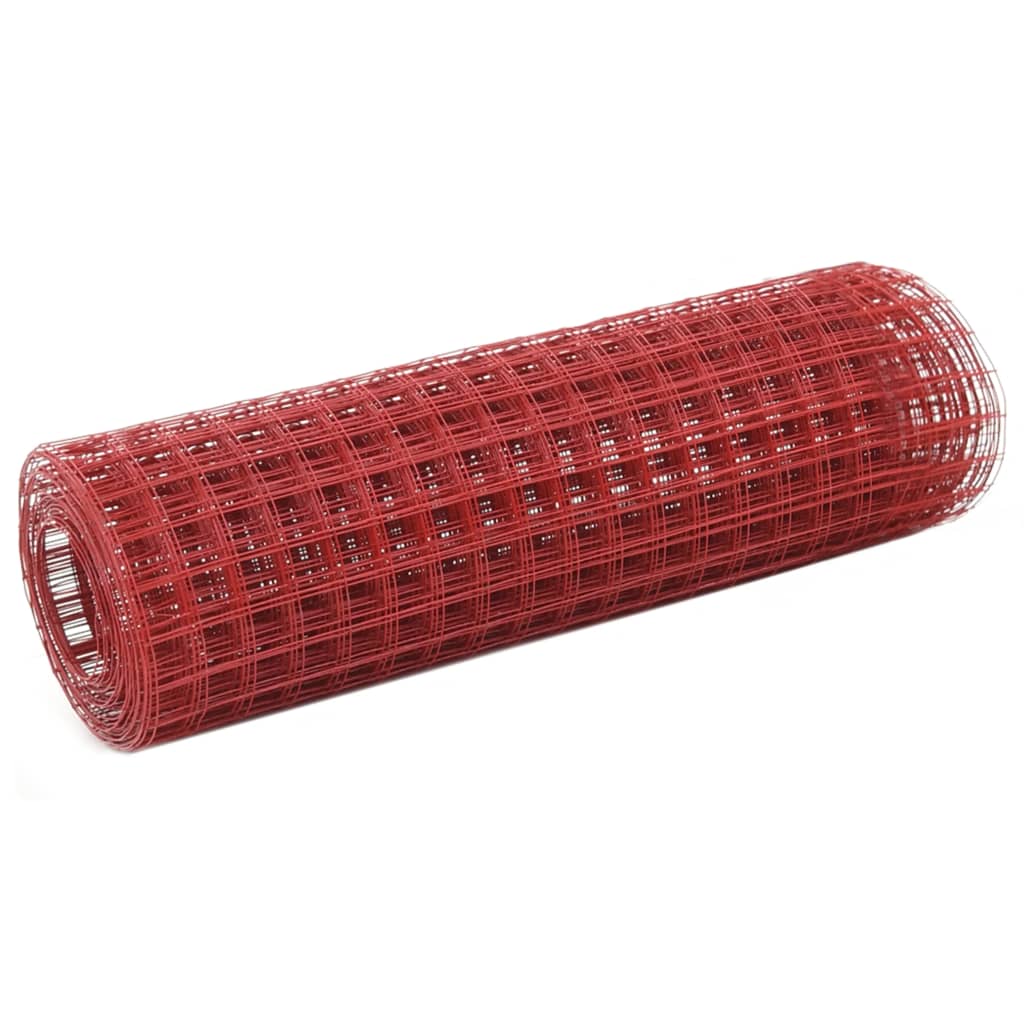 Vetonek Alambrada de gallinero acero revestimiento PVC rojo 10x0,5 m