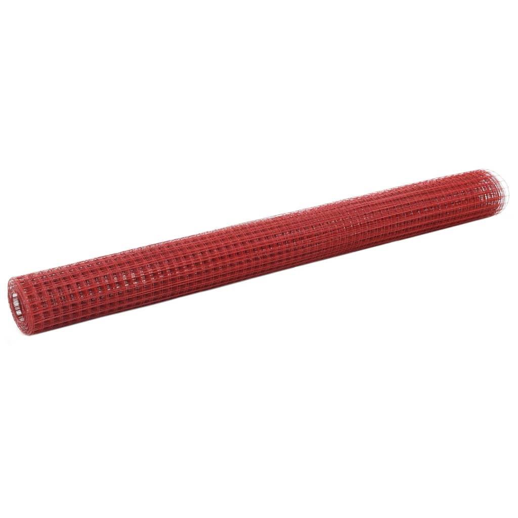 Vetonek Alambrada de gallinero acero revestimiento PVC rojo 10x1,5 m