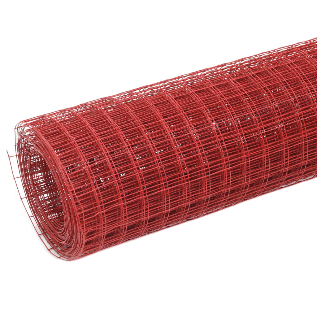 Alambrada de gallinero acero revestimiento PVC rojo 25x1,5 m - Vetonek