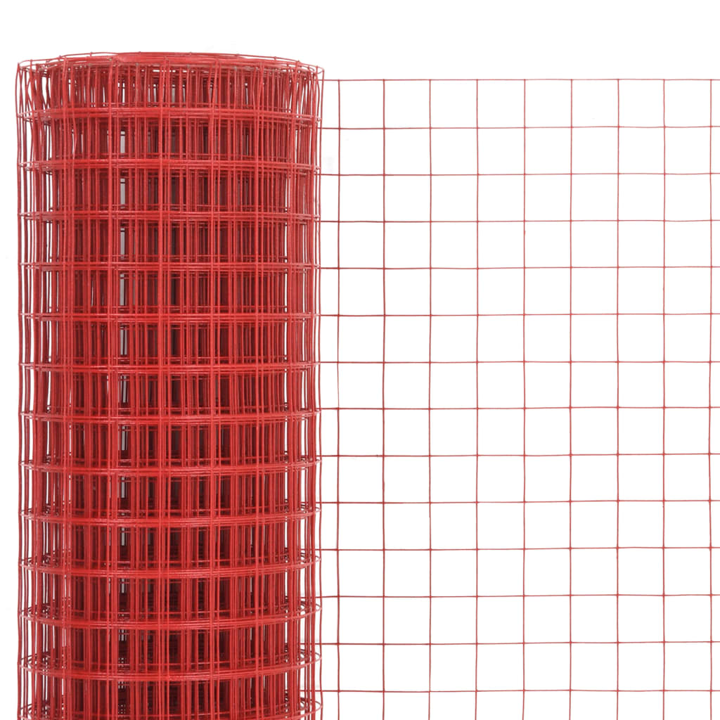 Alambrada de gallinero acero revestimiento PVC rojo 25x1,5 m - Vetonek