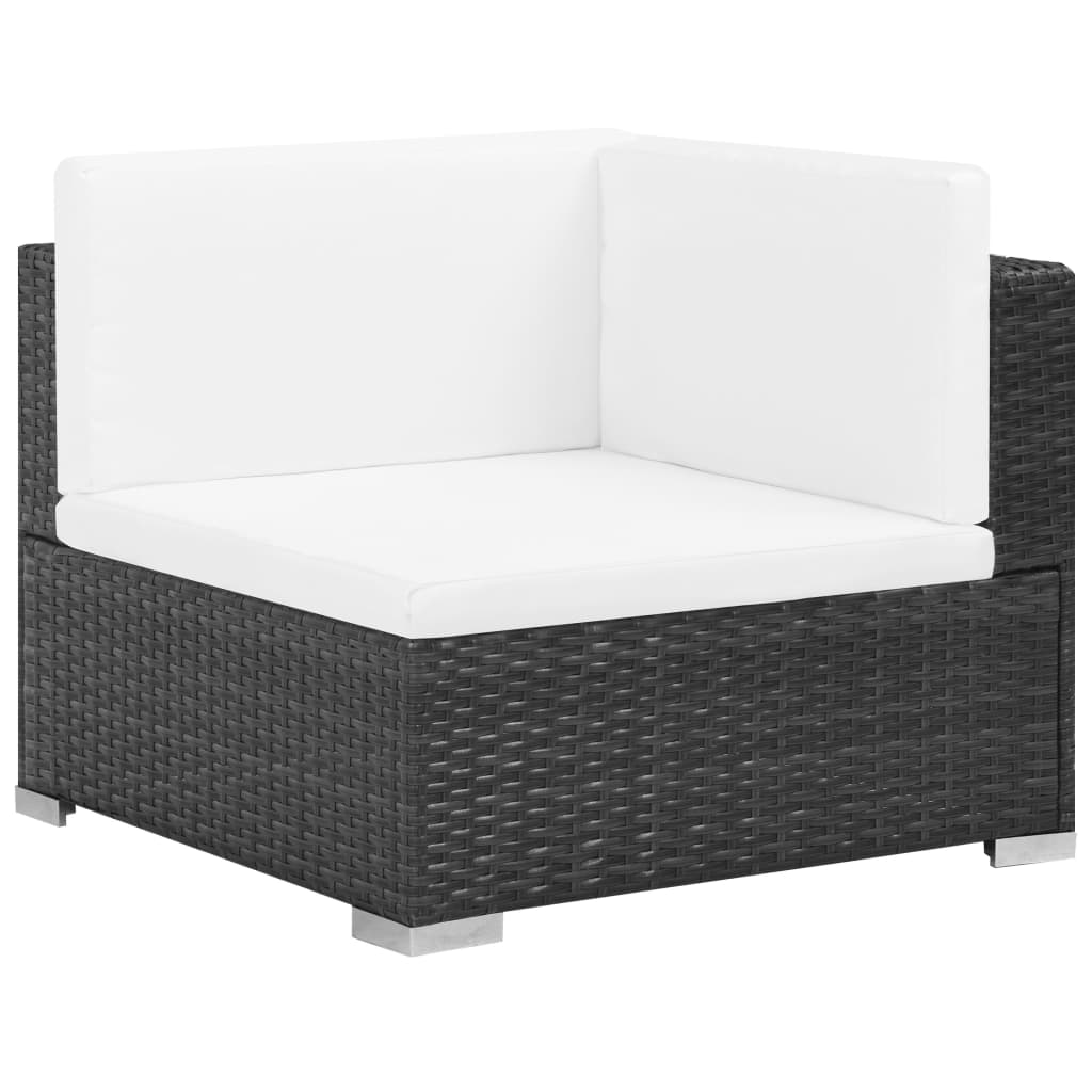 Set muebles de jardín 7 piezas y cojines ratán sintético negro vidaXL