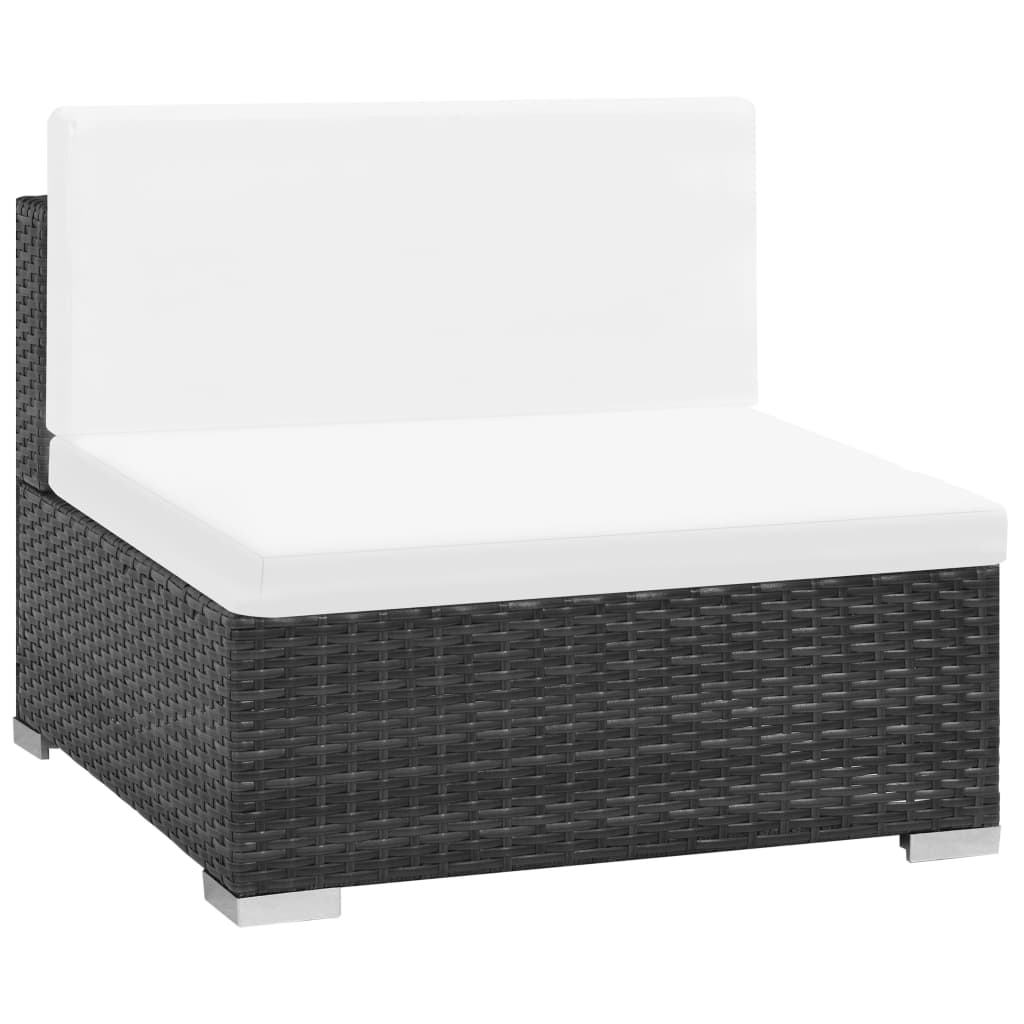 Set muebles de jardín 7 piezas y cojines ratán sintético negro vidaXL