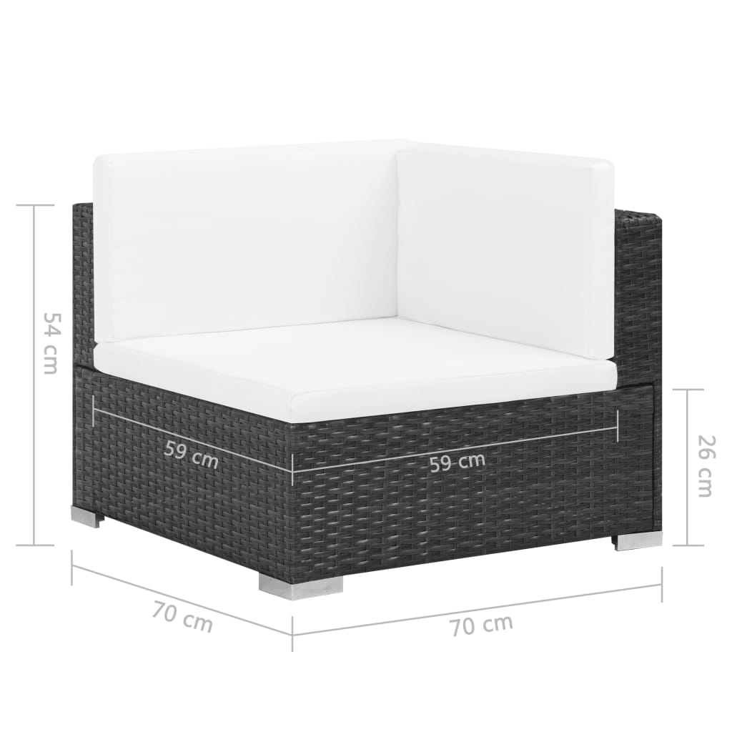 Set muebles de jardín 7 piezas y cojines ratán sintético negro vidaXL